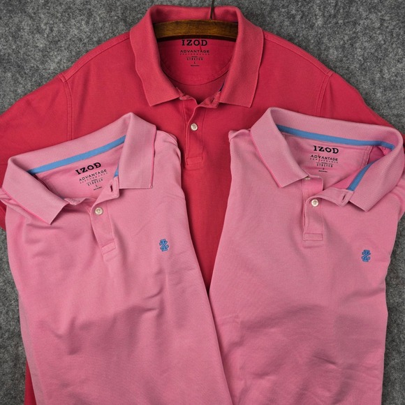 Izod Other - Lot of 3 IZOD Advantage Performance Natural Stretch Polo Shirts Mens Large Pink